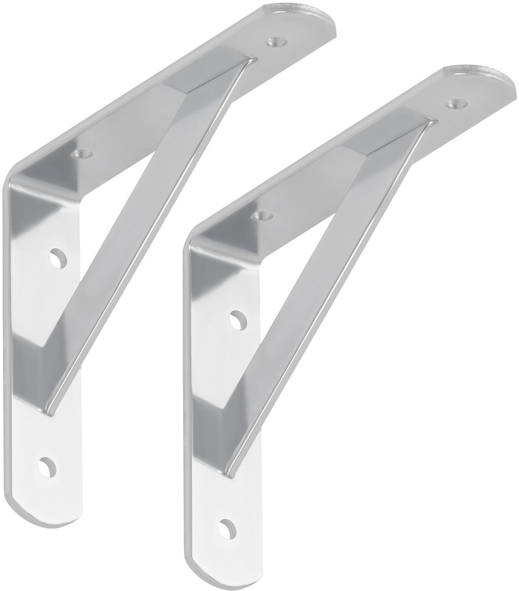 SOTECH set van 2 Plankdragers (150 x 125 x 30 mm, gegalvaniseerd, poedercoating), Plankdrager met dwarsbalk voor stabilisatie.