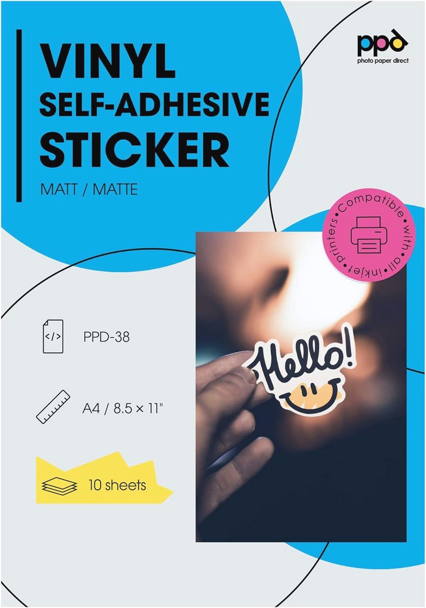 Zelfklevende Premium Vinyl Stickerfolie A4 - 10 Vellen voor Fotokwaliteit Prints