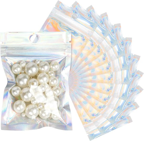 WACCOMT Pack Hersluitbare voedselzakjes, mat transparant, patroonzakjes met ritssluiting, hittezegelzakken met scheurinkeping, 10 x 15 cm, 100 stuks