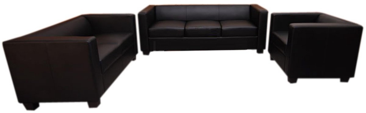 3-2-1 bankstel Bankstel Loungebank Lille ~ kunstleer, zwart