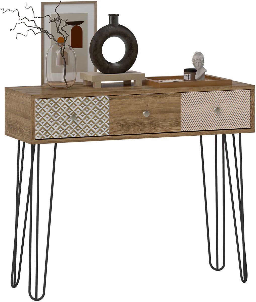 Homcom Consoletafel-Spaanplaat-90x30x75cm-Bruin