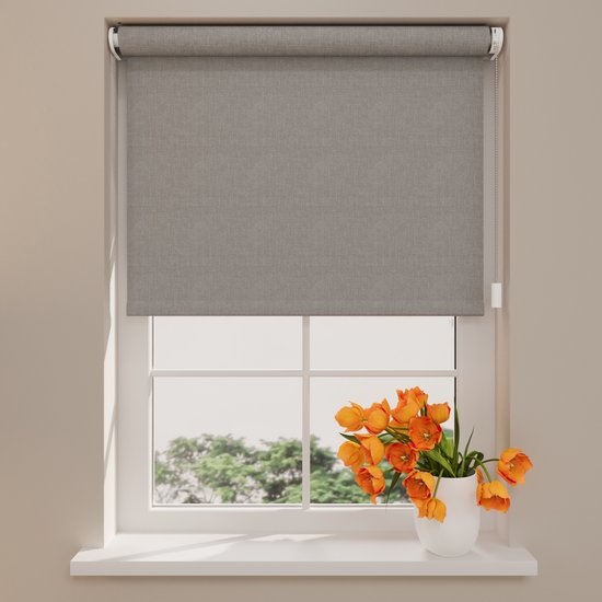 Store enrouleur électrique Easy Texture - Occultant - Gris Clair - 180 x 190 cm - CMD-02-P