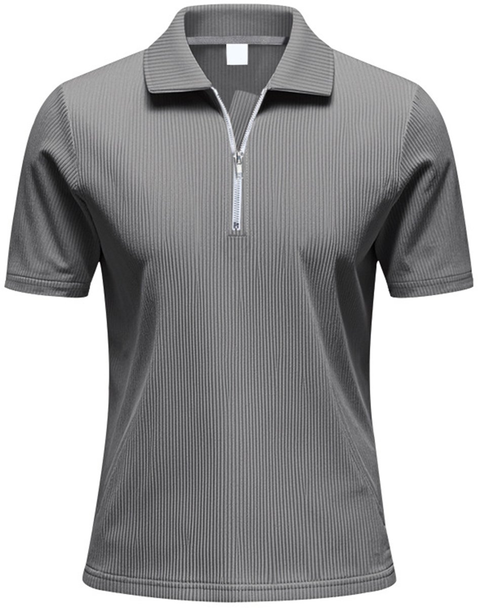 Allthemen Heren Flip Kraag Halfzip - T-shirt Korte Mouwen - L