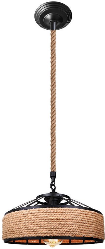 LIGKIN Vintage Industriële Plafondlampen, E27 Retro Plafondlamp, 25cm Metaal en Rotan Kooi Schaduw, Hanglampen voor Woonkamer Slaapkamer