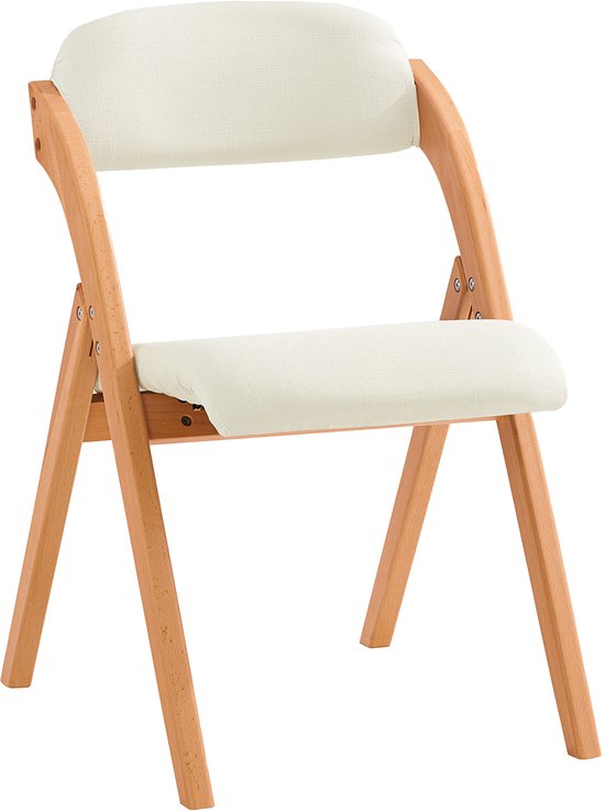 Chaise de bureau SoBuy FST92-W - Chaise pliante en bois Witte avec assise rembourrée