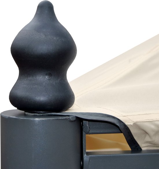 Pergola Cadiz, pavillon de jardin, cadre robuste 7cm avec paroi latérale + moustiquaire ~ crème 4x4m