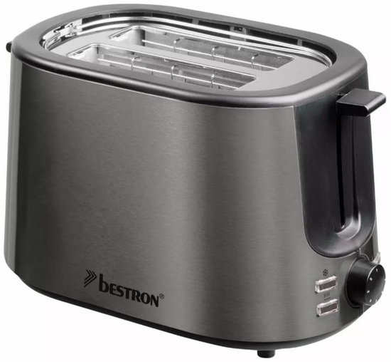 Bestron ATS1000TG - Broodrooster - 2 Sleuven – Elektronische Timer – Kruimellade