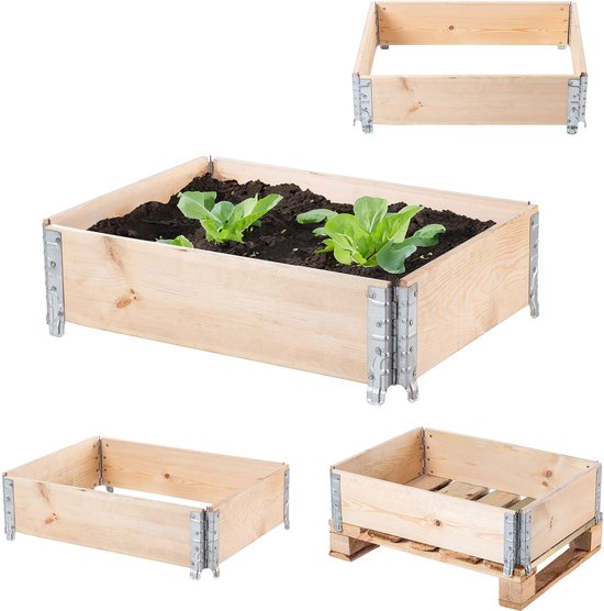 KADAX Palletframe Van Hout, Stapelbaar Houten Frame, Opzetframe Voor Tuin Verhoogd Bloembed Plantenbak Tuinbed Groentebed Kruidenbed Set 2 1923932498
