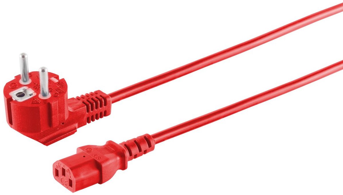 Microconnect MC-SCHUANGC13300R electriciteitssnoer Rood 3 m Netstekker type E+F C13 stekker