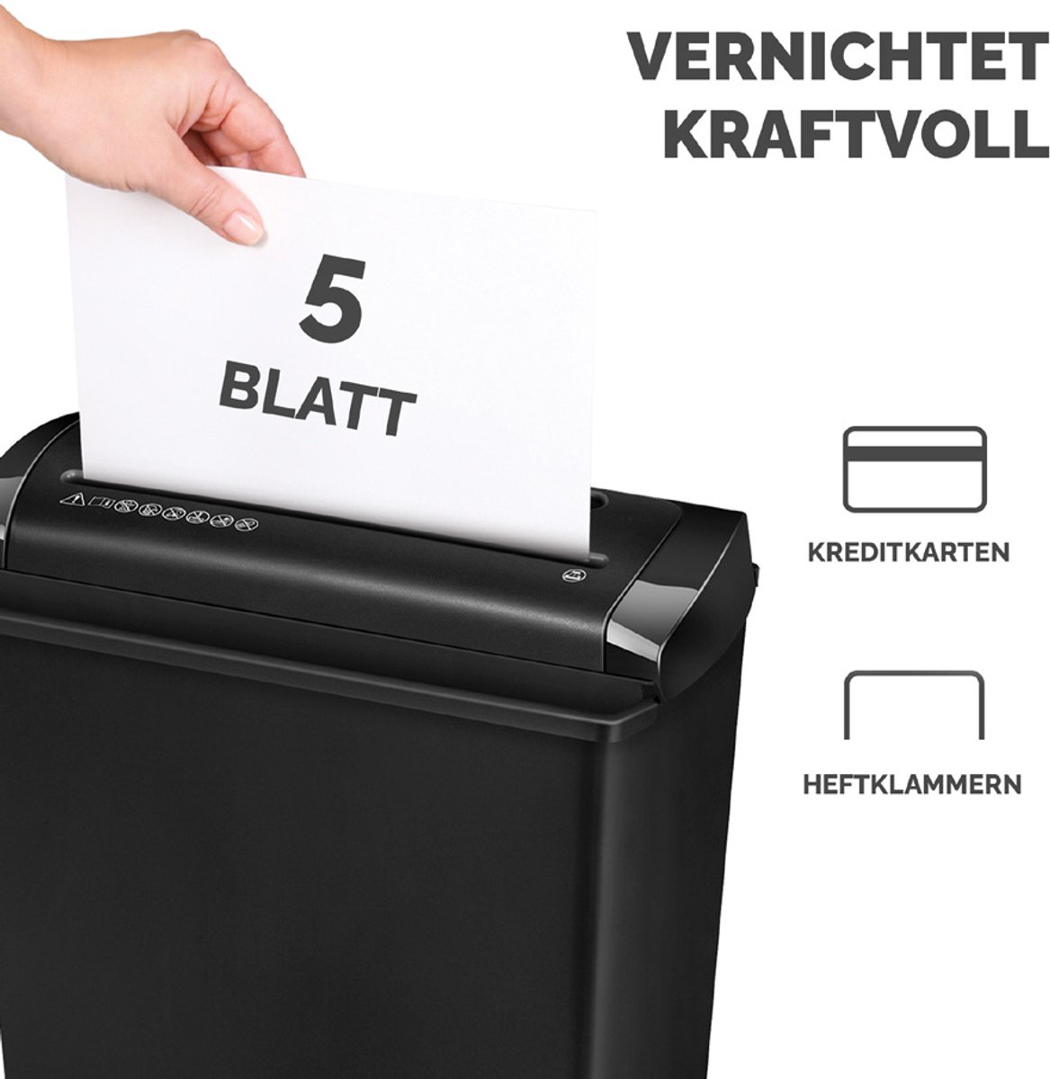 Fellowes P-25S - Papierversnipperaar - P1 Stroken - 5 vel - voor thuis - Zwart thumbnail 5