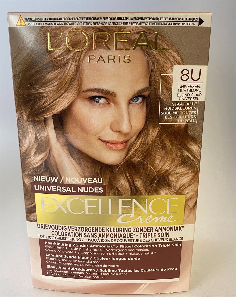 L'Oréal Paris Excellence Universal Nudes 8U - Universeel Lichtblond - Permanente haarverf