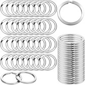 Anneaux Porte-clés Métal - Lot De 60 (30mm, 25mm, 20mm) | Plats, Résistants, Pour Clés, Bricolage, Colliers - Argenté