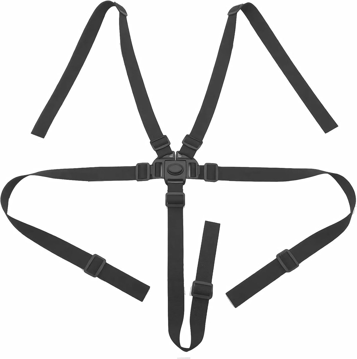 Image of 5-point safety belt - verstelbare veiligheidsriem - hoge stoel - kinderstoel - zwart - kruisriem - kinderwagen