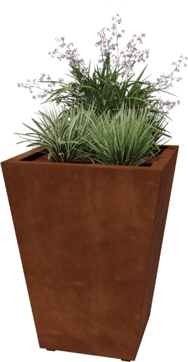 Cortenstaal plantenbak - Cone-Gelast - Met bodemplaat - 60x60x81,5cm - Roestkleur - MySteel