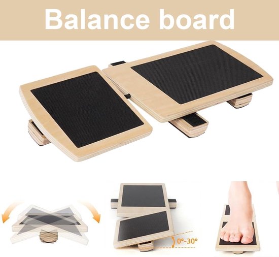 Pedalo Eendelig Balansboard, Houten Voetversterkingstrainer Enkelversterkingsboard Voettrainer Blackboard Voettrainer Voor Enkelrek Stabiliteitsoefeningen Houdingscorrectie 1672513414