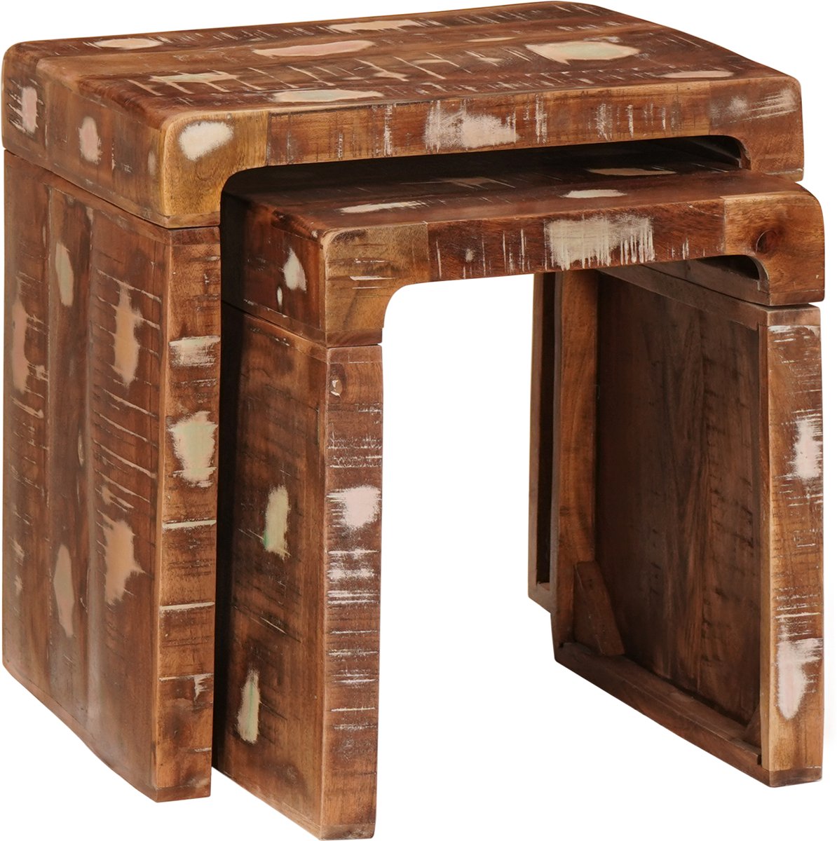 vidaXL Nesttafels - 2 - st - Bruin - 46 - x - 40 - x - 46 - cm - Massief - Gerecycleerd - Hout