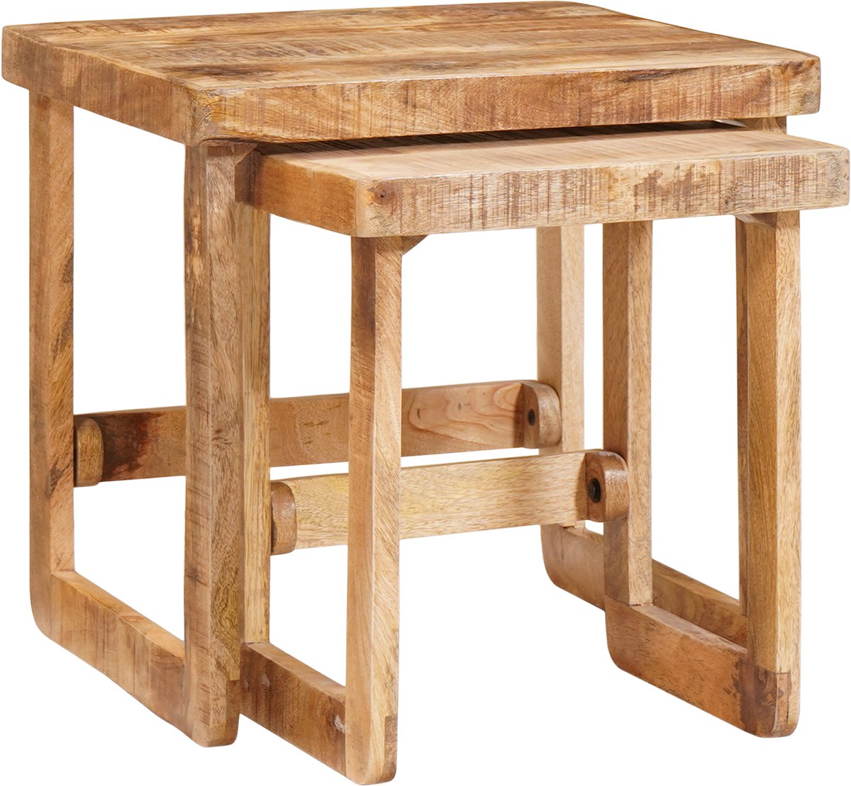 vidaXL Nesttafels - 2 - st - Bruin - 46 - x - 46 - x - 45 - cm - Massief - Mango - Hout