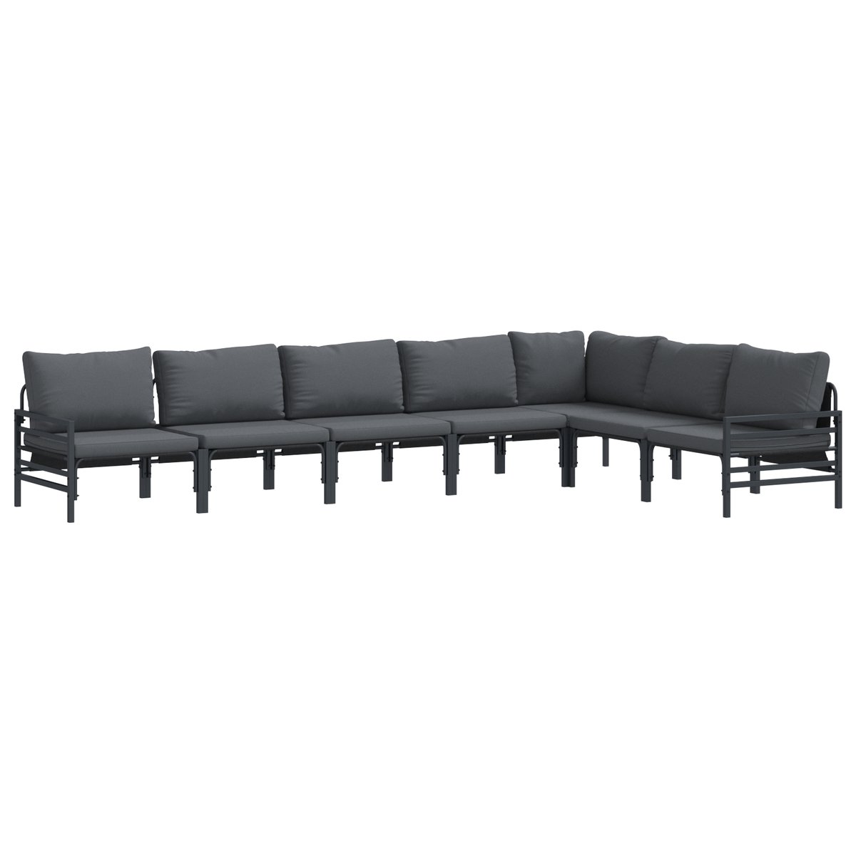 vidaXL - Tuinbank - Set - met - kussen - 7 - pcs - Zwart - Staal