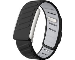 Strap-it Siliconen sport bandje met druksluiting - geschikt voor Whoop 5.0 (zwart/grijs)