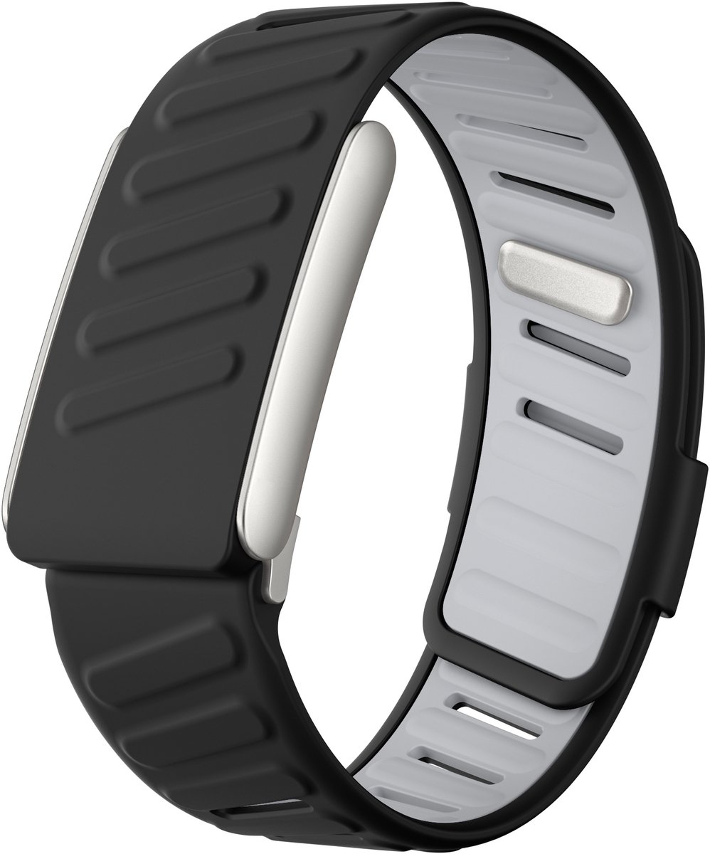 Strap-it Siliconen sport bandje met druksluiting - geschikt voor Whoop 5.0 (zwart/grijs)