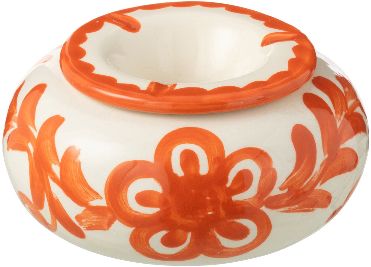 J-Line asbak Granada - keramiek - wit/oranje - large