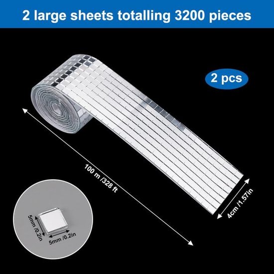 Nizirioo 4 rollen 5856 stuks mozaïekspiegels, 5 x 5 mm mini