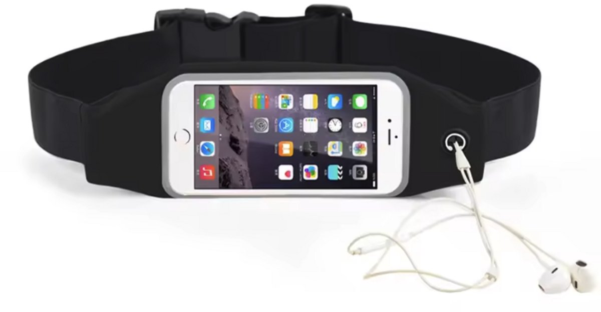 Hardloopriem - Hardlooptasje - Telefoonhouder - Heuptas voor sporten - Sportriem met heuptasje - Running Belt Heupband - Zwart - Universeel - CHPN
