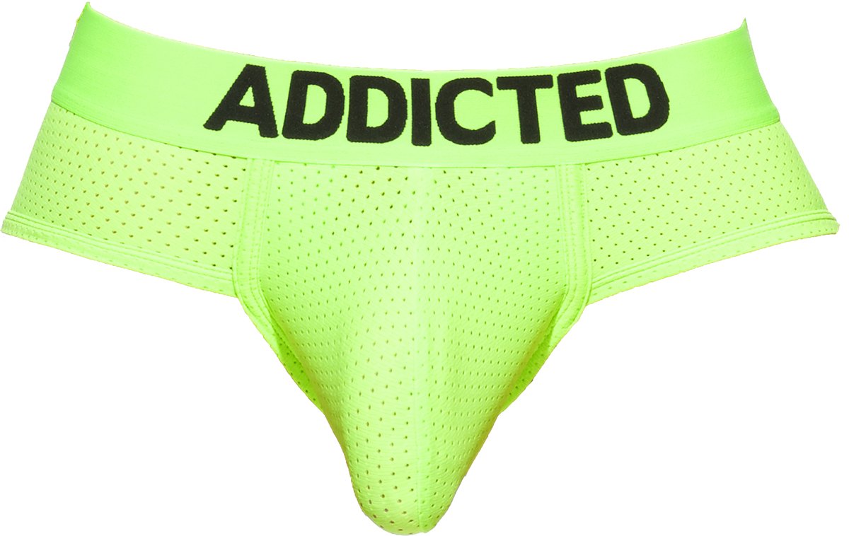 Goedkoopste ADDICTED Ring Up Neon Mesh Brief Green - MAAT S - Erotisch Heren Ondergoed - Slip voor Man - Sexy mannen Slip