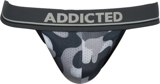 ADDICTED Camo Mesh Push Up Thong Charcoal - MAAT M - Heren Ondergoed ...