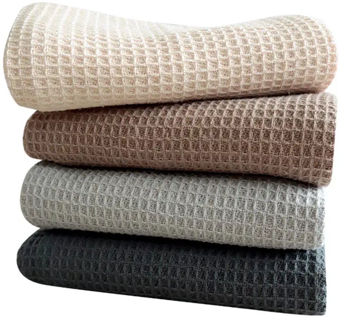 Set van 4 theedoeken van wafelstof, praktische keukendoeken, dikkere schoonmaakdoeken, easy absorberende Vaatdoek, vierkante handdoeken, Wasbaar - 34 x 34 cm Gemengde kleuren