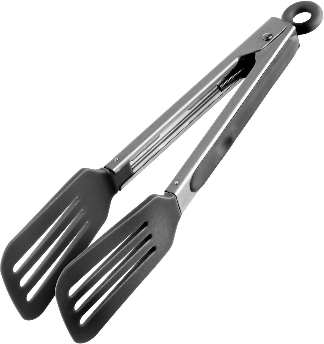 Keukentang, universele tang van roestvrij staal met siliconen, serveertang, kooktang voor serveren, bakken, pasta, saladetang met stevige handgreep, hittebestendig, eenvoudig vast te pakken