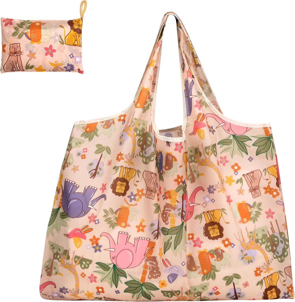 Opvouwbare boodschappentas herbruikbaar 50x66 cm - Bosdierpatroon