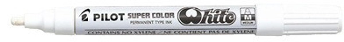 12 x Viltstift PILOT Super * lakmarker rond 2mm * wit * SC-W-M
