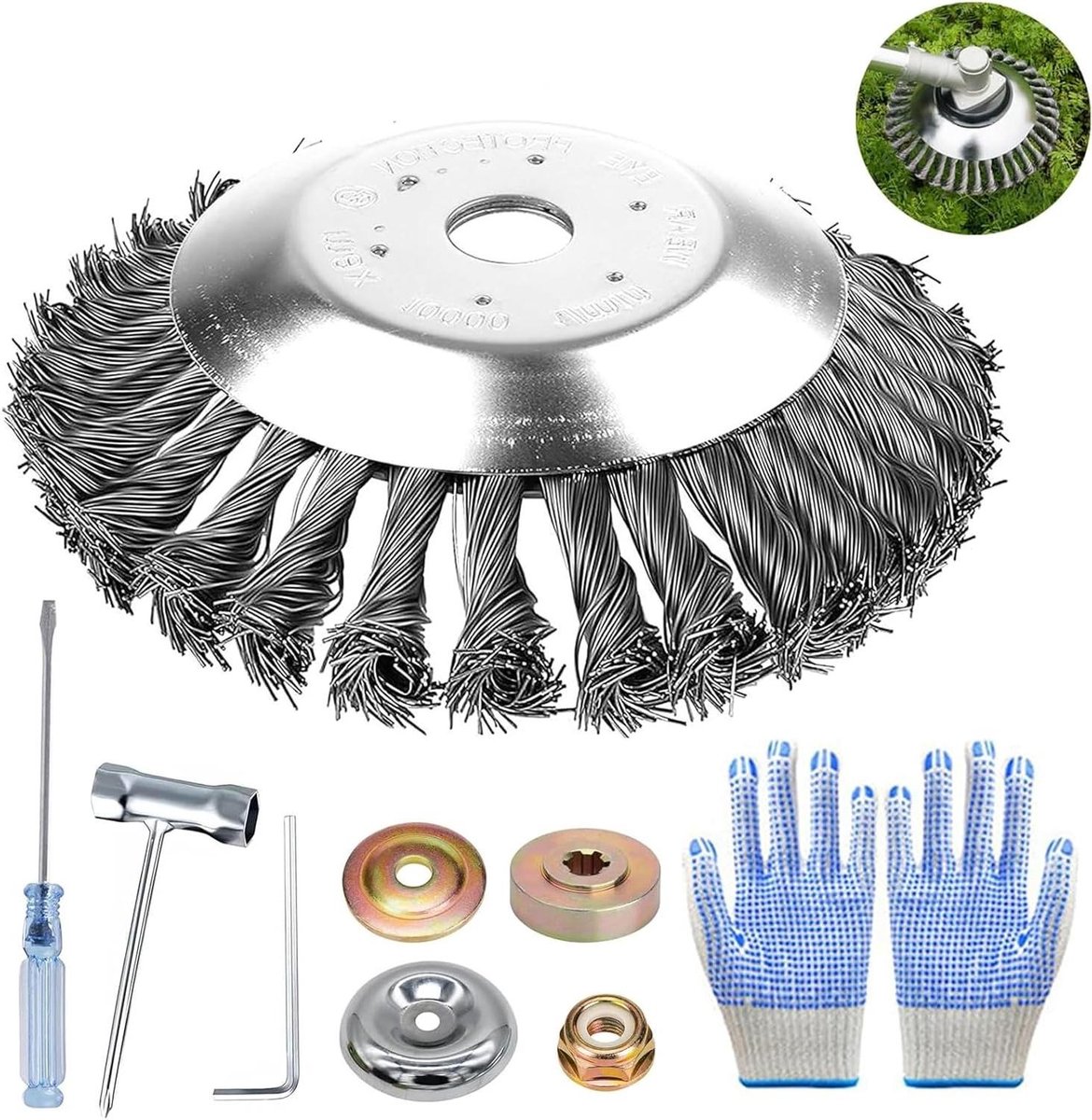 Allecto Premium - Universele Onkruidborstel voor Bosmaaier - 8 Inch - 254 mm - Getande Draadborstel - 2025 - Voor Efficiënt Onkruid Verwijderen