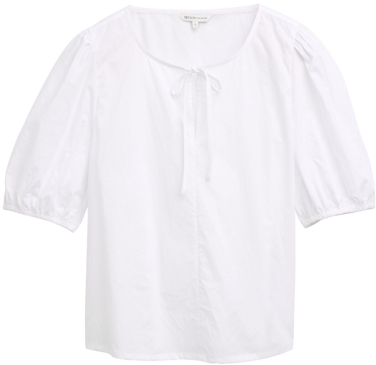 Tom Tailor Denim - Popeline blouse met strikdetail - Maat XL - White