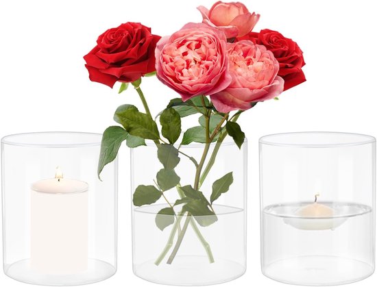 Mica Decorations Vaas - cilinder - glas - 19 x 48 cm - Bloemenvaas | Fun en Feest