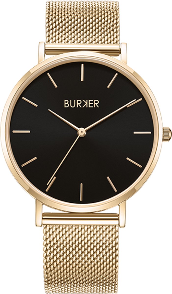 BURKER Ruby Horloge Dames - Rond - Goud Zwart - Milanese Band - 38 mm