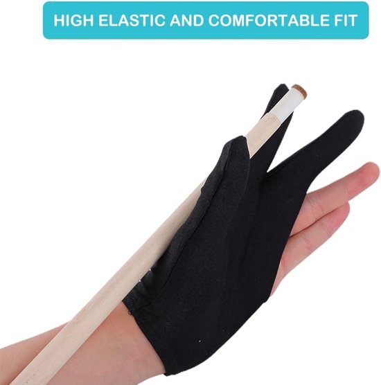 Stretchbare zwarte biljart handschoenen, 3 vinger biljart handschoenen, biljart accessoires, snooker keu, unisex, pak van 6 - tokaneit van Merkloos — afbeelding 3