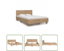 vidaXL Houten Bed - Rattan Bed Frame - Bedframe handgeweven echt rattan 160x200 cm - Massief Hout Bed - King Size Bed - Tweepersoonsbed