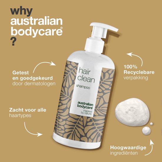 Australian Bodycare Hair Clean Shampoo met Tea Tree Olie 500 ml - Anti-roos shampoo gebaseerd op Tea Tree Olie geschikt voor een jeukende, schilferige, droge en geïrriteerde hoofdhuid - Tegen pukkeltjes en puistjes op de hoofdhuid
