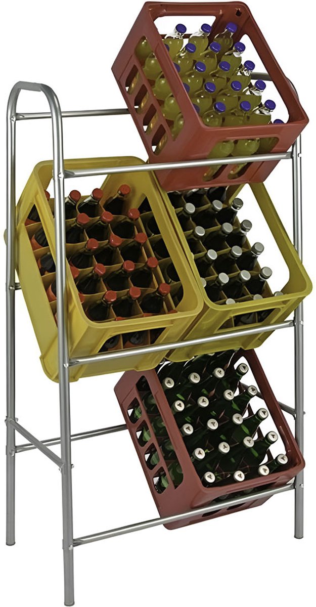 WELDUN Kistenregal voor 6 drankkisten, metalen kistenrek met 2 niveaus voor bier, fruit, groenten, water, draagvermogen 150 kg