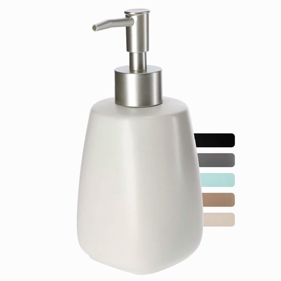Bisk 02213 Deco zeepdispenser van keramiek met houder van antiek messing, 8 x 11,5 x 20 cm