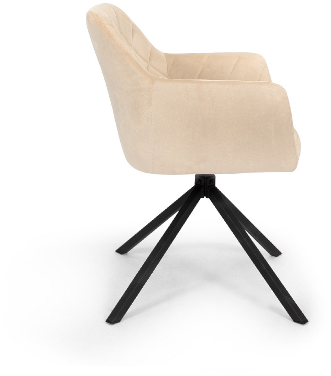 Milton & Oldbrook Velvet Eetkamerstoel Draaibaar Malmo Beige