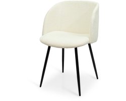Milton & Oldbrook Bouclé Eetkamerstoel Budapest Off White - Zwart
