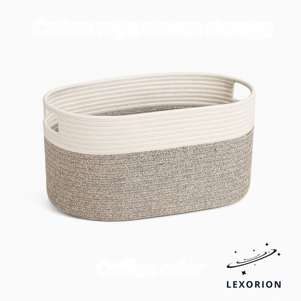 Lexorion Natura - Opbergmand van Katoen – Koffiekleur – 20 L - 39×26×25 cm – Zacht & Stevig – Ovale Vorm met Handvatten