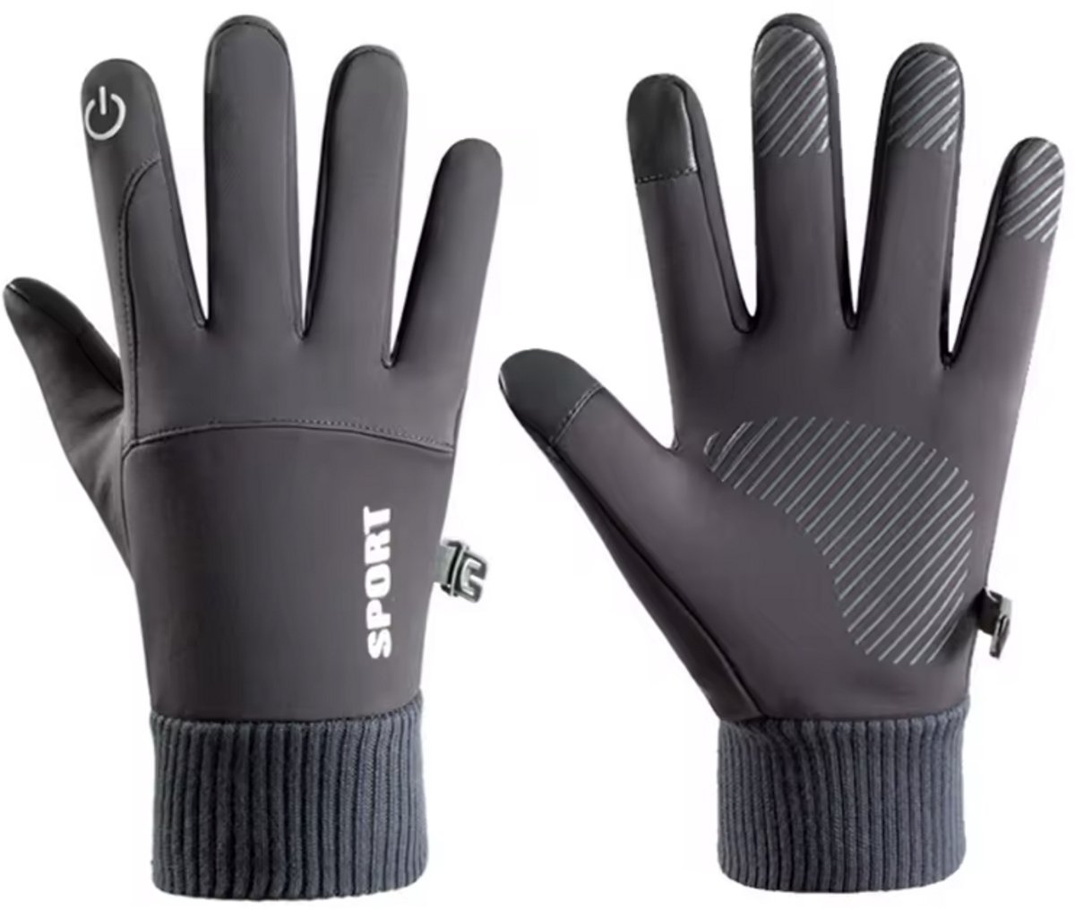 Grijze tech fleece handschoenen - Toutchscreen tip - Donkergrijs - Sporthandschoenen - Large - 1 paar - Fleece binnenvoering - Warme handschoenen - CHPN