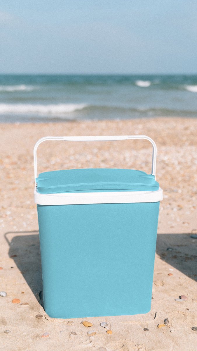 Sunnydays Beach Vibes Koelbox - 24 liter - kunststof - blauw - 40 x 30 x 36 cm van Merkloos — afbeelding 2