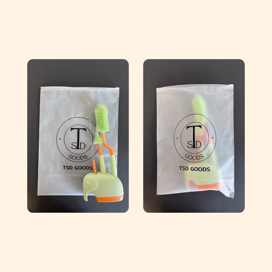 TSD goods - Flessenborstel - Flessenborstel Baby - Olifant groen - Flessenborstel met Houder - Flessenreiniger - Flesvoeding accessoires - Kleur Groen van TSD goods — afbeelding 4