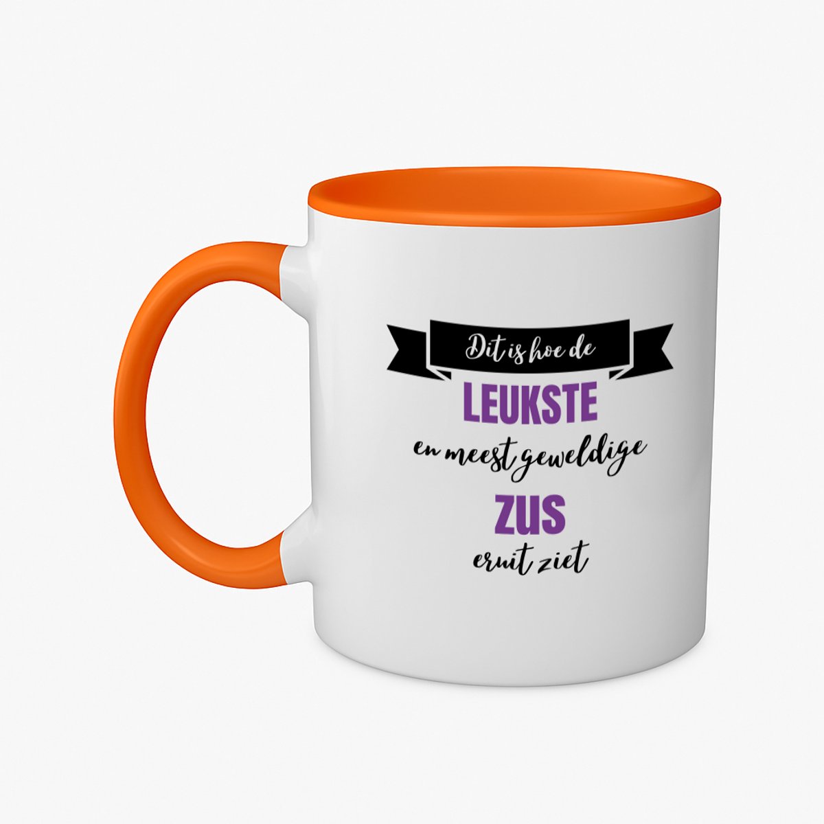 Hacebo® - Leukste zus eruit ziet koffiebeker oranje - Zus - beste zus - thee mok - koffie beker - verjaardagscadeau - cadeau voor zus - gift - kado - koffiemok - 350 ML inhoud
