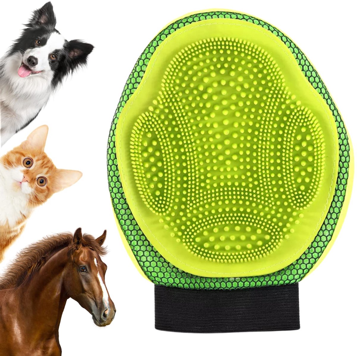 Handschoenen voor het verwijderen van dierenhaar – Ontklittende massage- en verzorgingshandschoenen voor lang- en kortharige honden, katten en paarden